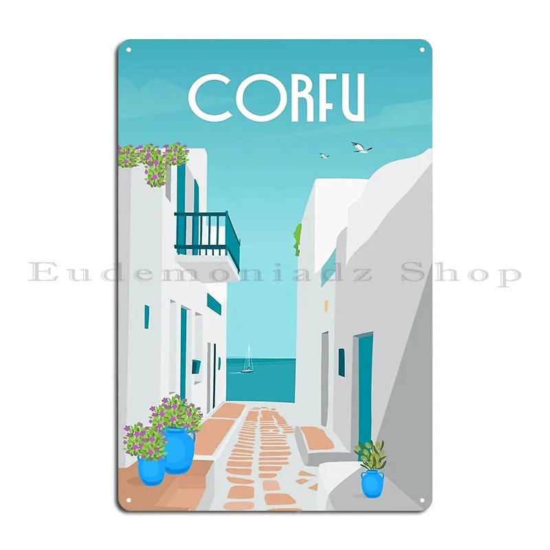 Corfu Metal Signs Club Wall Mural Wall Cave Vintage Design Tin Sign Poster