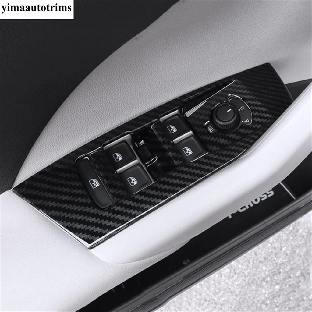 Carbon Fiber Accessories For VW Volkswagen T-Cross T Cross 2019 - 2023 AC Handle Bowl Window Lift Steering Wheel Gear Cover Trim