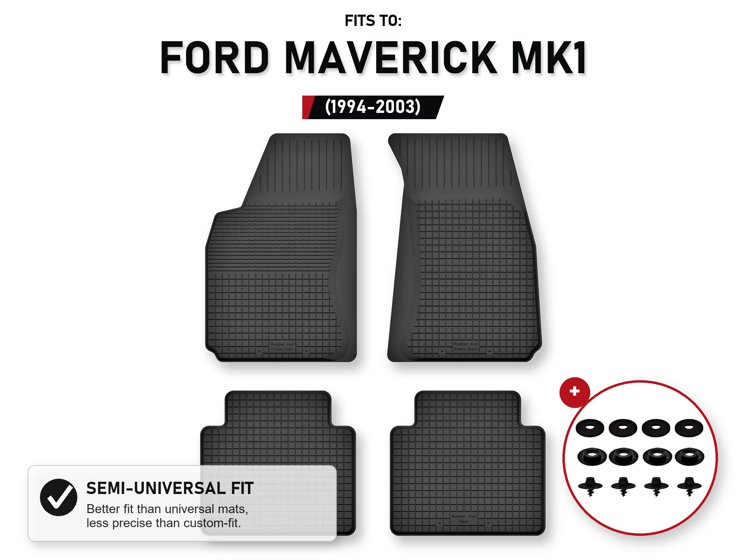 Tapijten in de bak Voor: Ford Maverick Mk1 1994-2003 4 stuks Ze Stoperami