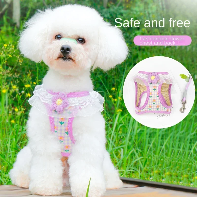 

Dog leash vest style small dog teddy bear bo chest strap puppy puppy puppy leash walking dog leash