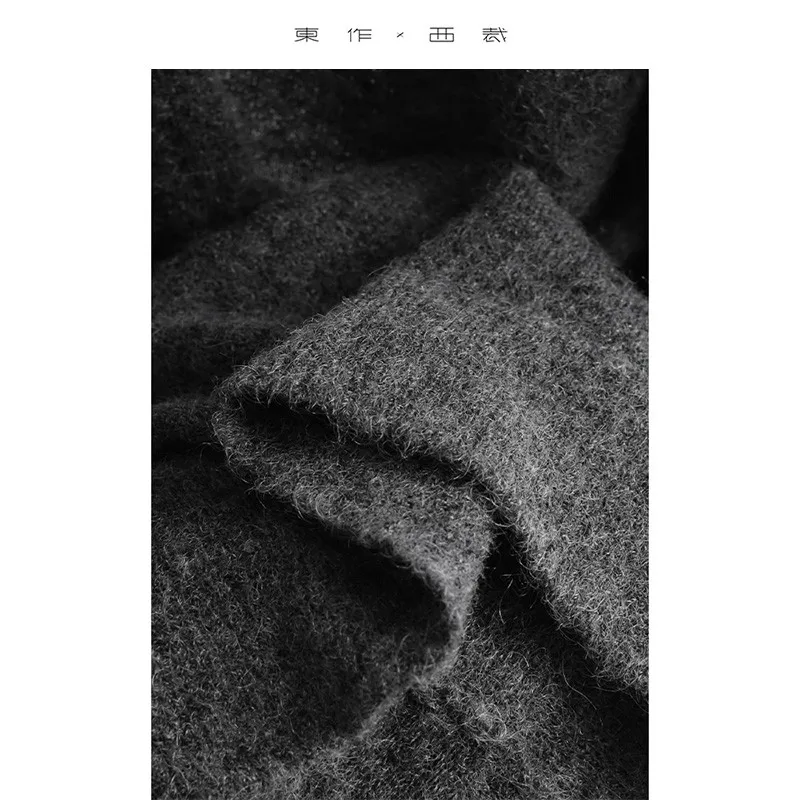 High Street ~ abrigo cárdigan de longitud media de lana Mohair estilo perezoso 2025 Otoño e Invierno nueva prenda de punto para mujer Top para prendas de vestir exteriores