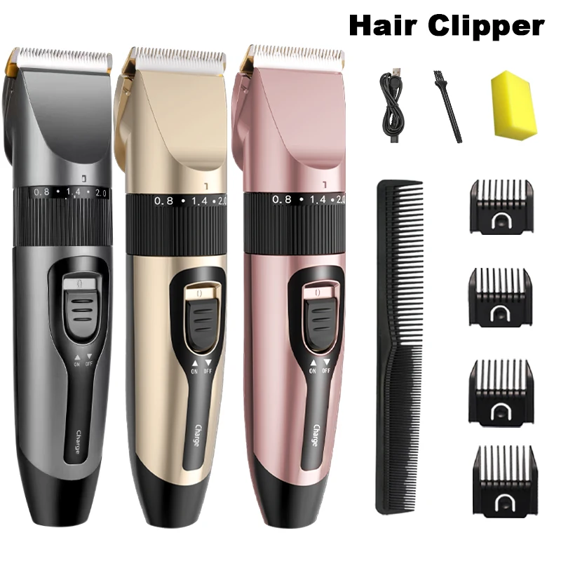 Electric Hair Clipper Men's Professional Hair Clipper Ceramic Blade Household Low Noise Trimmer USB Charging Men's Haircut Tools