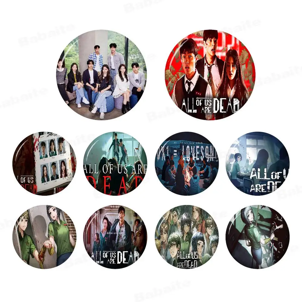 TV All Of Us Are Dead Cartoon Brooches Anime Badge Round Handmade Brooch Lapel Pins Jewelry for Backpack Clothes Gifts