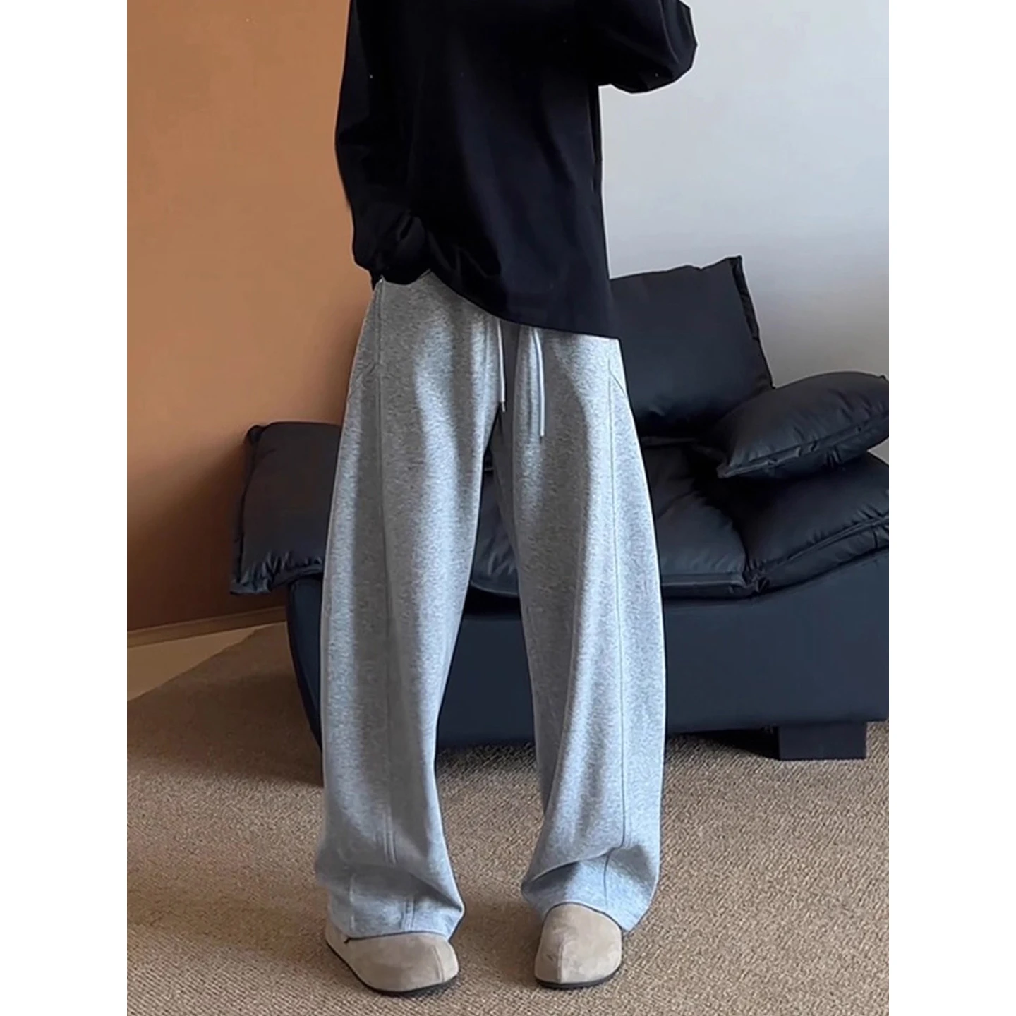 

White Grey Sweatpants for Men and Women Autumn Straight Leg Height Enhancing Pants Long Pants Loose Wide Leg Sports Pants