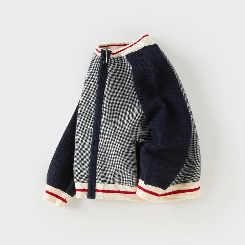 Dave Bella Sweater Cardigan For Boys Children Autumn Clothes Spring Coats Pure Cotton Kids Navy Sweater Fashion Gentle DB3264088