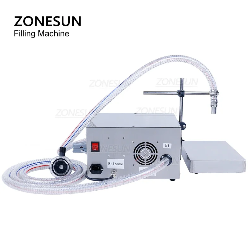 ZONESUN مضخة الحجاب الحاجز السائلة شبه الأوتوماتيكية زيت الطعام زجاجة المياه حشو الحليب وزنها وآلة تعبئة