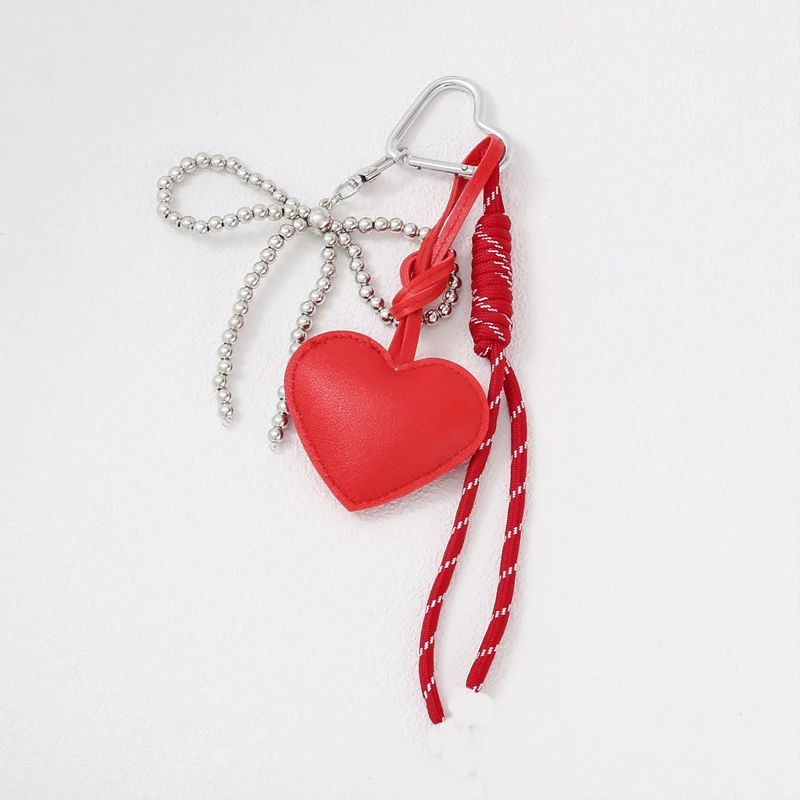

Fashion Bag Charms Love Heart Pendant Handmade Y2K Beads Bow Keyring Bowknot Keychain Bag Accessories