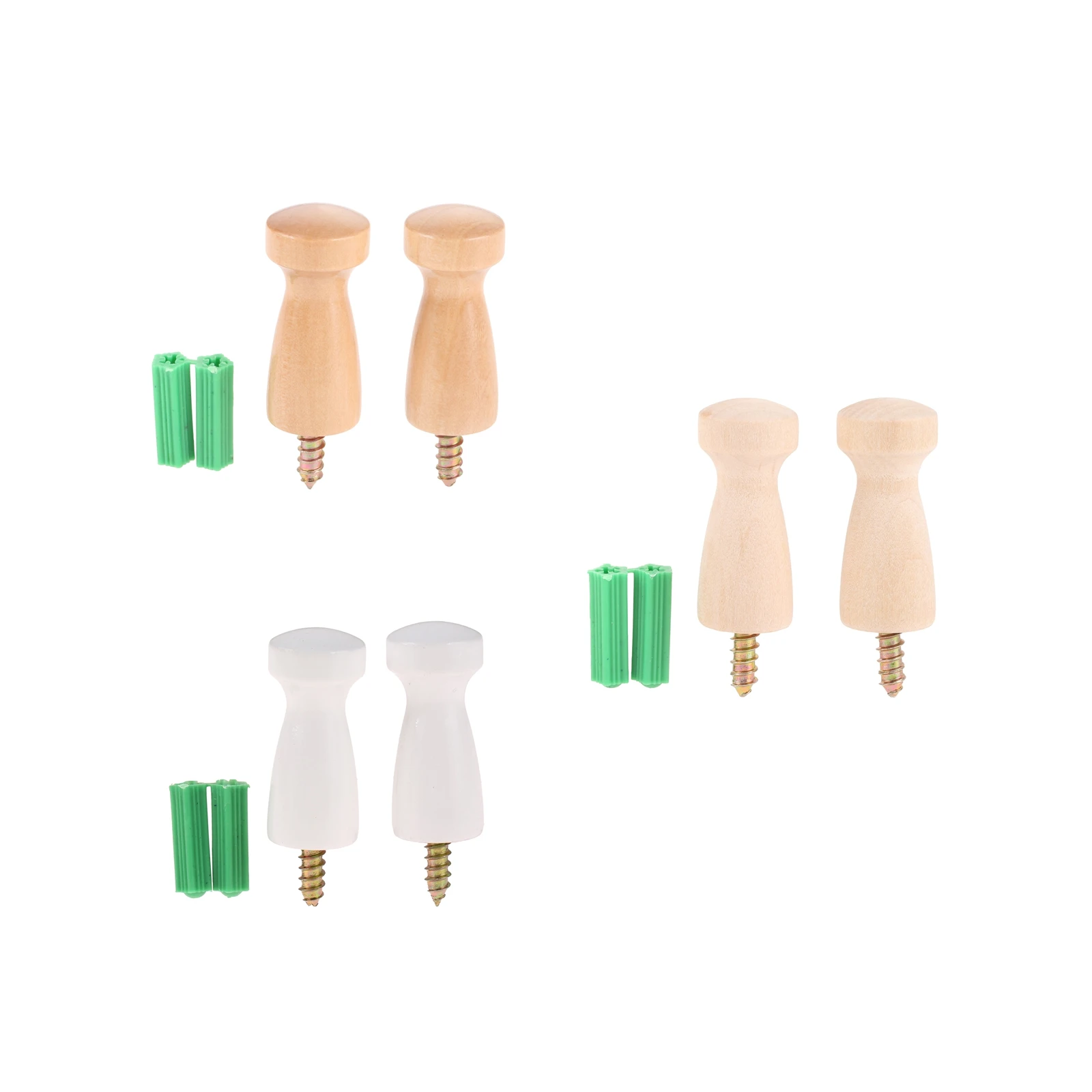 

2 Pcs Practical Wood Hook 49*22mm Handbag Backpack Peg Hanger Holder Miniature Craft Material Mushroom Peg People with Screw