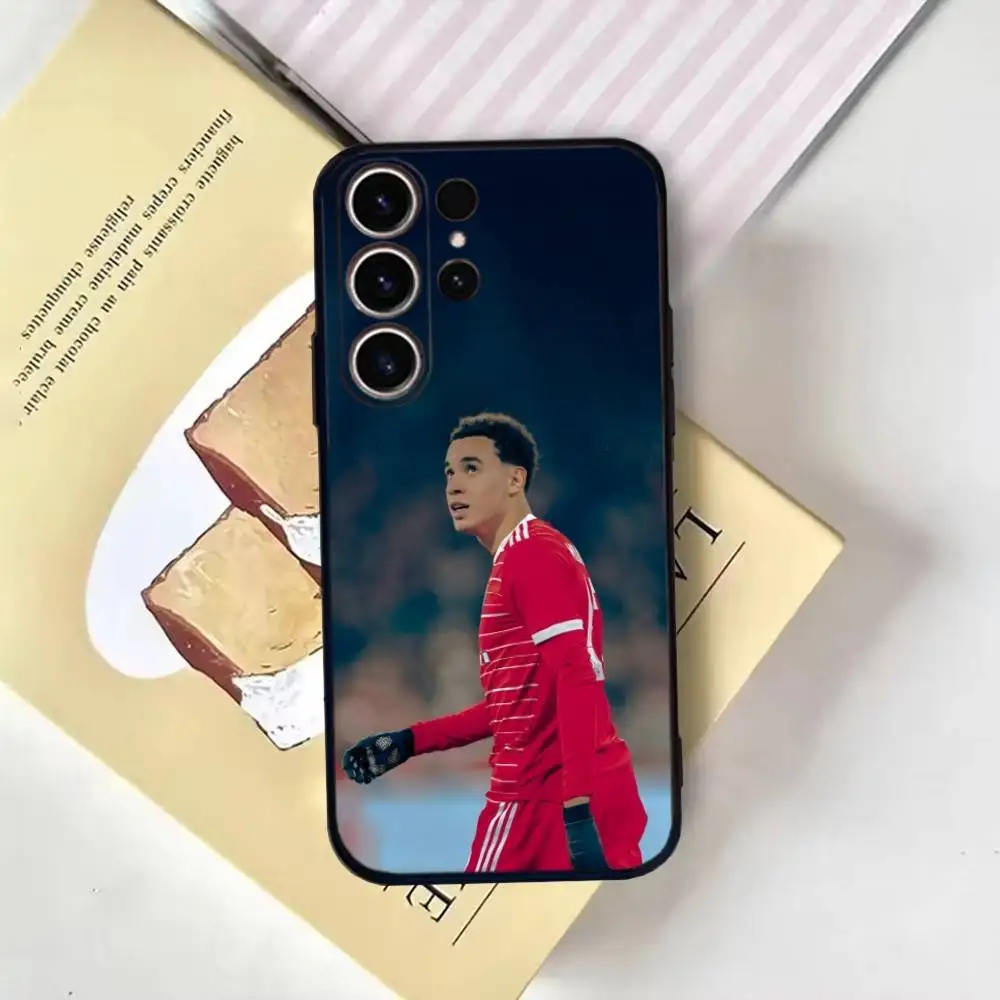 축구 Jamal Musiala 전화 케이스 SamsungS25,24,21,22,23,30,Ultra,20,Plus,Fe,Lite,Note,10,9,Soft Black Cover
