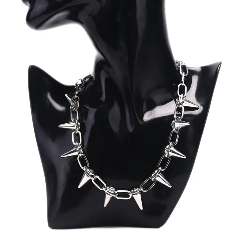 Goth Rock Biker Spike Rivet Collar Necklace Punk Link Chain Choker Jewelry For Women
