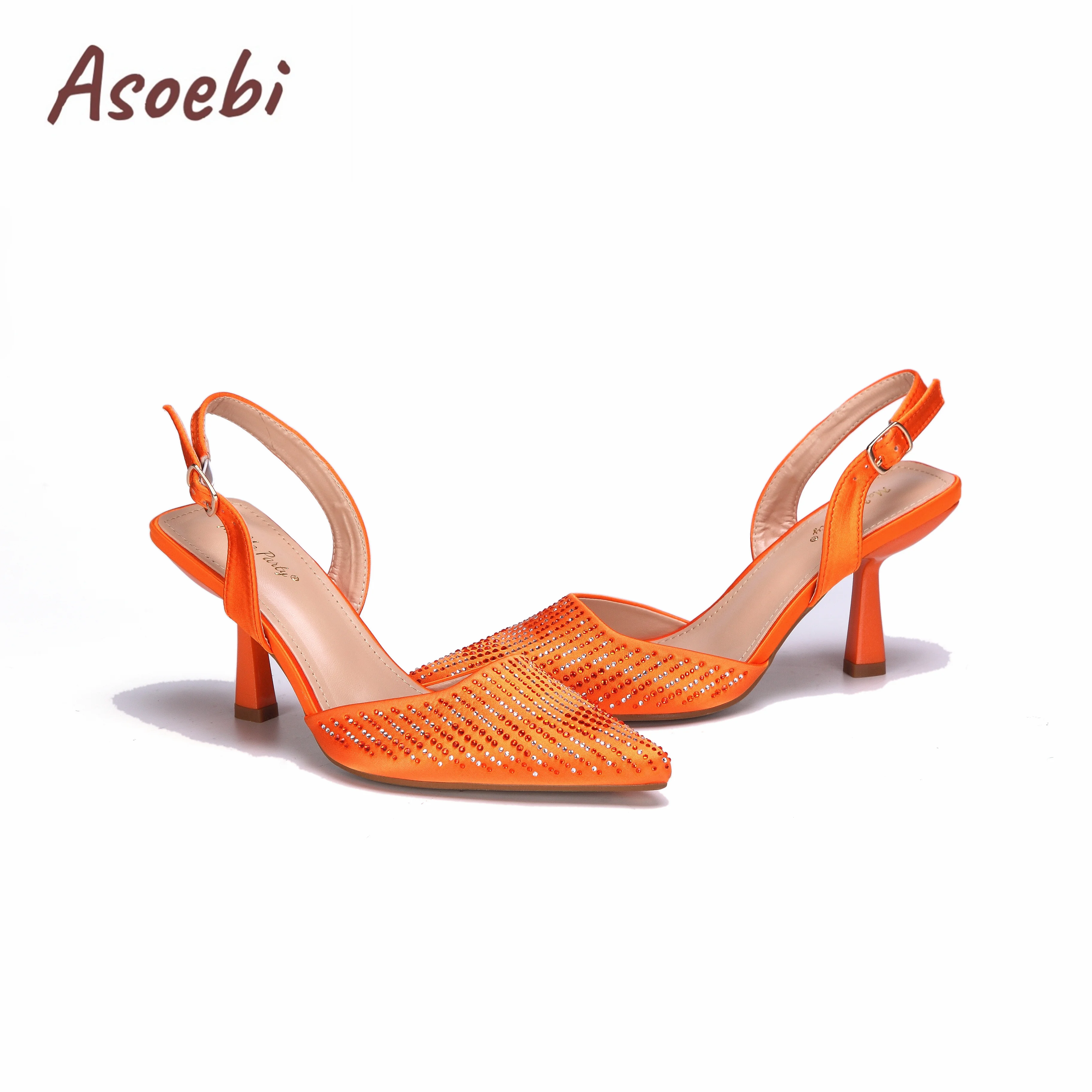 New Fashion Orange Color Pointed Toe Women Peep Toe Shoes Matching Fashion Commute Or Party Shoes Bag Set For Ladies