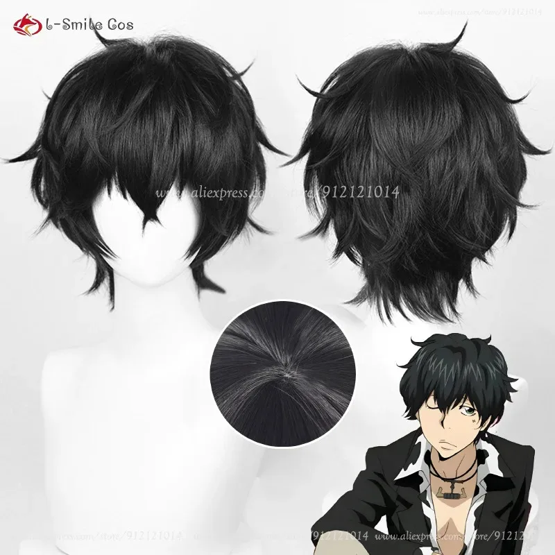

Аниме Lambo Косплей Парик Короткие Черные Парики Термостойкие Синтетические Волосы Хэллоуин Косплей Парики + Кепка Для Парика