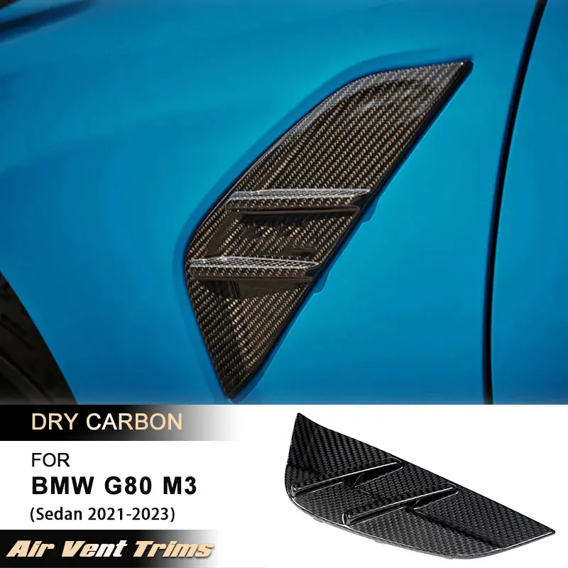 

Car Side Fender Air Vent Trims for BMW G80 M3 Sedan 2021-2023 Racing Side Fender Vents Fins Body Kits Prepreg Dry Carbon