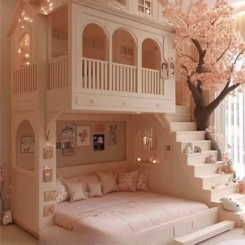 Rieles de protección simples de seguridad, Camas para niños de dos pisos, diseño personalizado, Camas modernas de princesa para niños, Camas infantiles, muebles de dormitorio