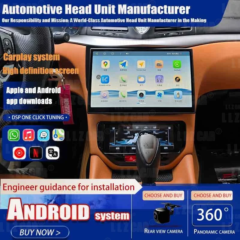 Auto Andriod GPS Navi AC Climate Dual Screen For Maserati GranTurismo GT 2007-2019 Car Radio Carplay Head Unit Multimedia Player