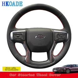 Customize Microfiber Leather Car Steering Wheel Cover For Chevrolet Blazer 19-22 Silverado 19-21 3500HD 20-21 Suburban Tahoe 21