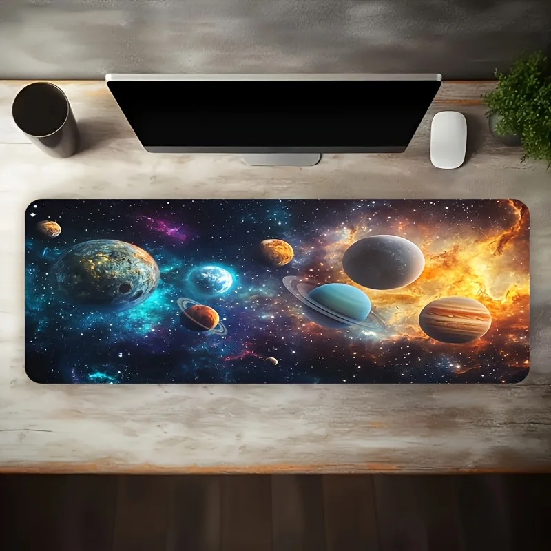 CIFBUYGalaxy Nebula Pattern Gaming Mouse Pad Large Desk Mat Colorful Planet Cluster Non Slip Rubber Base for PC Office Home Gift