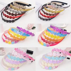 6pcs/set Cute Girls Headbands Glitter Star Headbands Girls Sparkly Heart Shaped Hairbands Children Kids Party Hair Accessories