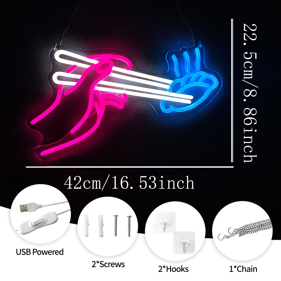 Colorful LED Neon Sign Japanese Ramen Sushi Dumpling Decorative Lamp Light up Sign for Restaurant Bar Kitchen Home Wall Decor