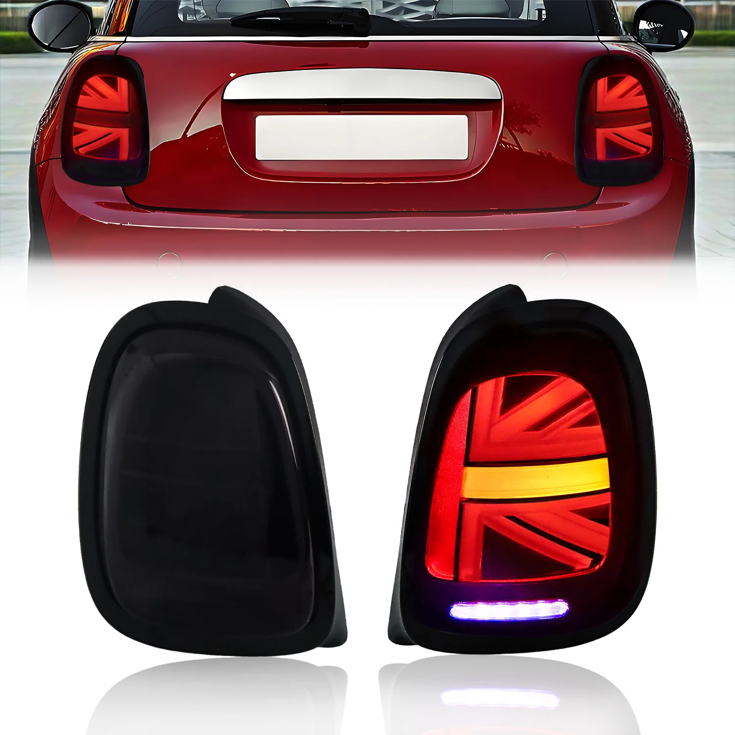 2X For 2014 2015 2016 2017 2018 2019 2020 2021 Mini Cooper F55 F56 F57 Rear Union Jack Tail Brake Light Backup Reverse Light LED