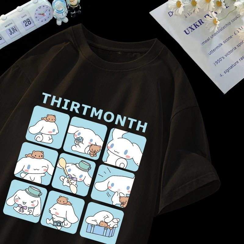 

MINISO Cinnamoroll T-shirt Children's Clothing Girls Summer Boys Short-sleeved Cartoon T-shirt Baby Trucksuit Woman‘s Top Tee