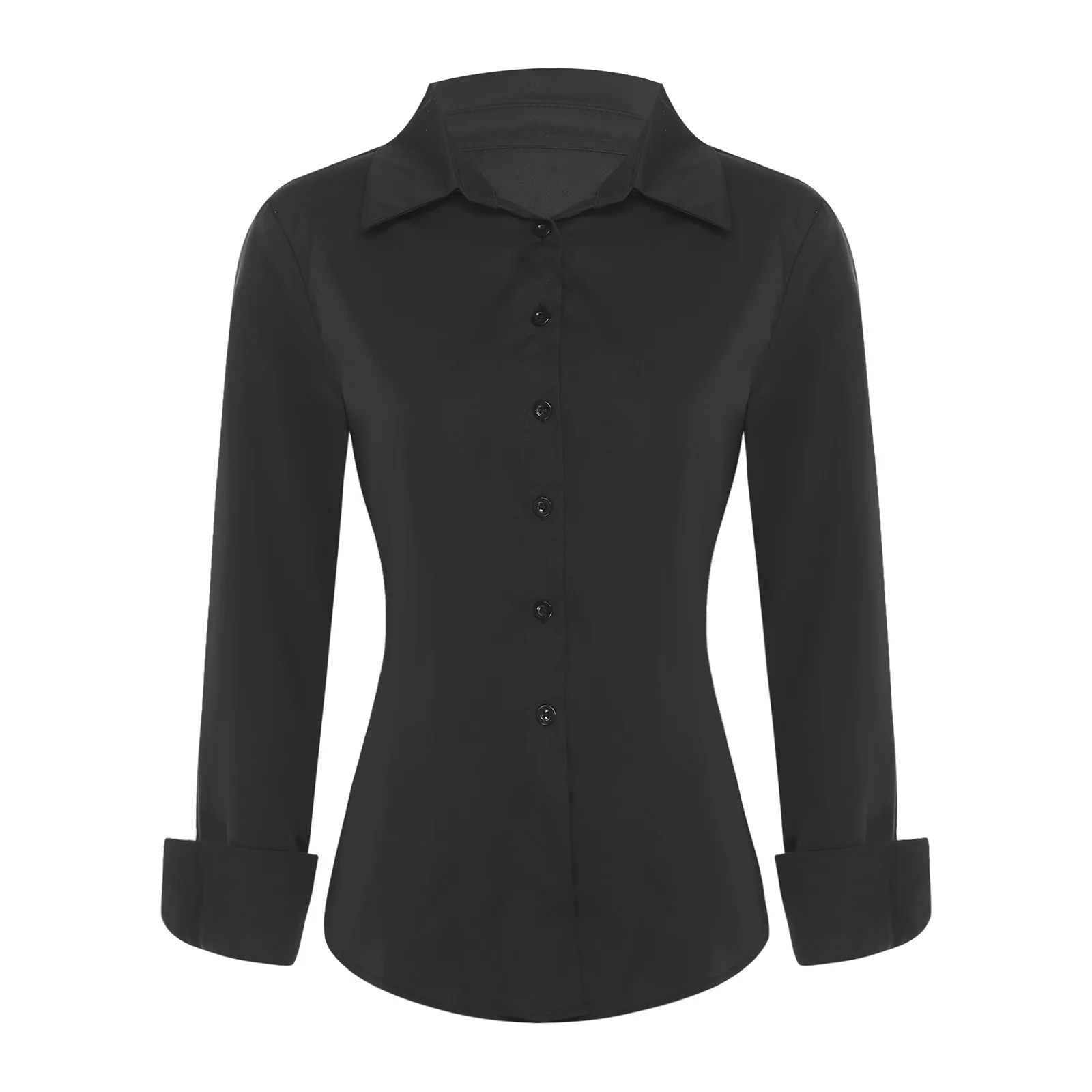 Camisas femininas ol camisa de manga longa lapela botão para baixo blusa femme rendas voltar magro básico topos trabalho de negócios roupas femininas do escritório