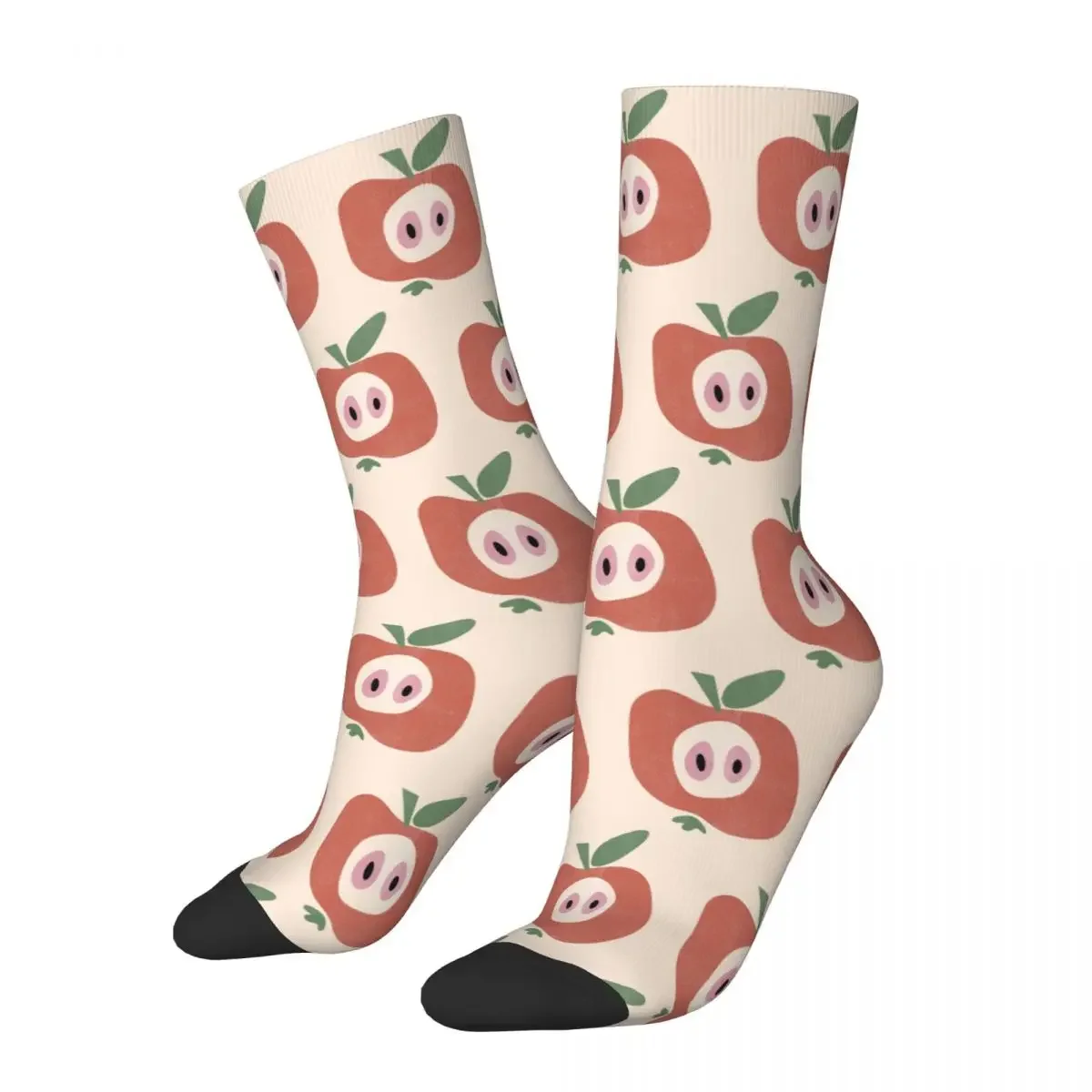 

An Apple A Day Socks Harajuku High Quality Stockings All Season Long Socks Accessories for Unisex Christmas Gifts
