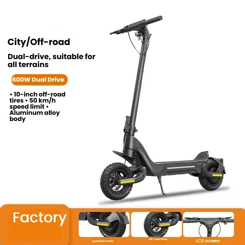 【New Arrival 】Hot Foldable E-Scooter 10-Inch Dual-Motor Off-Road Tires 48V 18Ah Lithium Battery Dual-Shock Absorption Waterproof