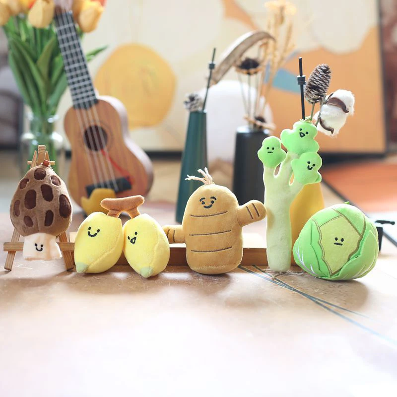 Cartoon Plush Fruits Vegetables Keychain Pendant Creative Kawaii Stuffed Doll Keychain Backpack Decoration Birthday Gifts