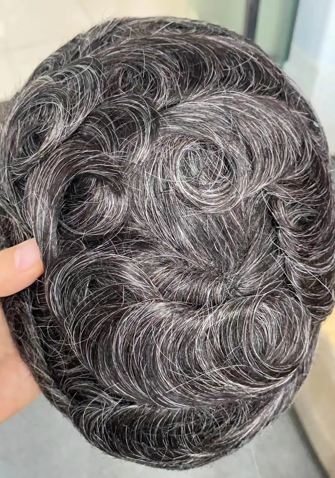 شعر مستعار للرجال 0.06 مم، شعر بشري 100% مع نظام استبدال شعر رمادي للرجال