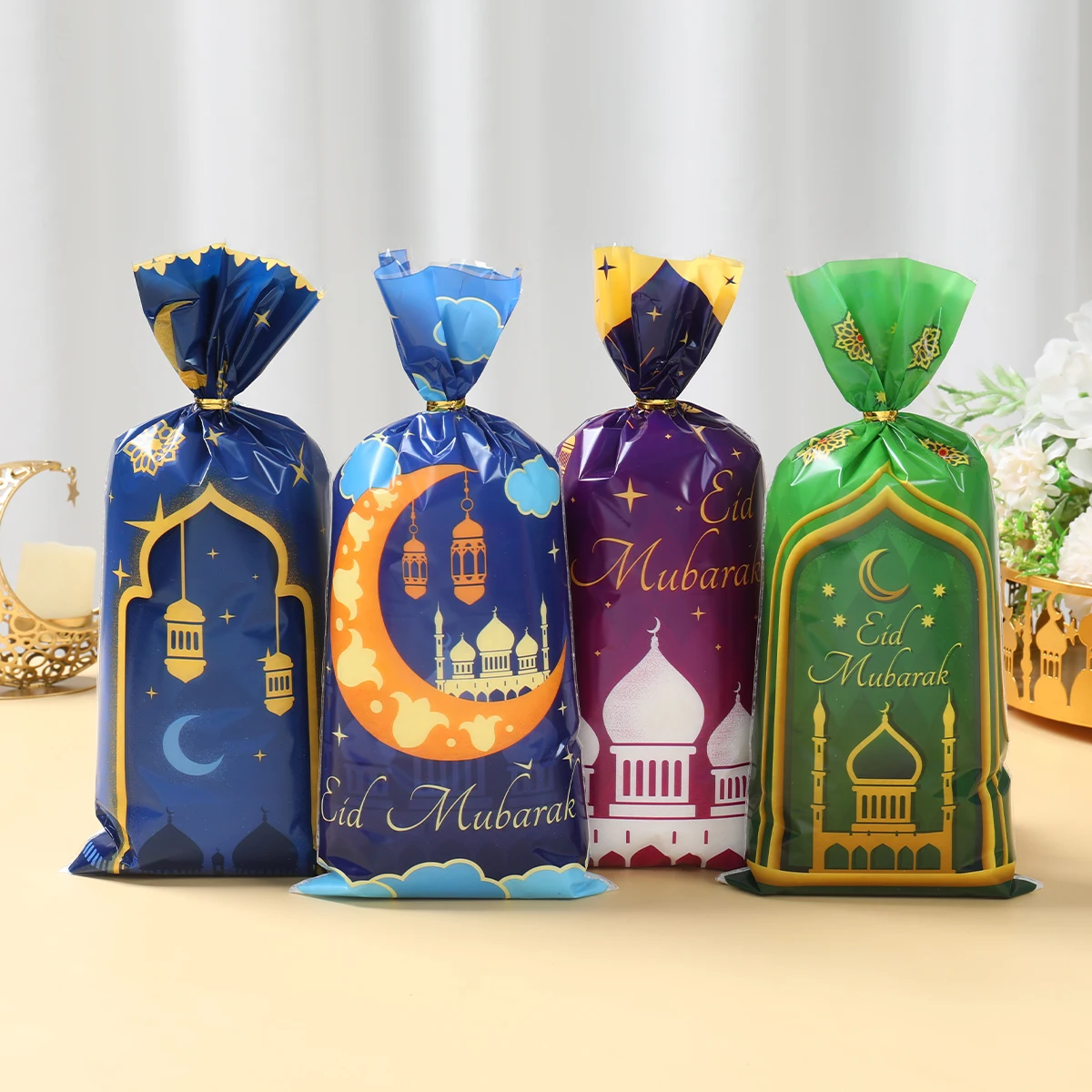 25/50/100pcs Eid Mubarak Candy Gift Packing Bags 2025 Ramadan Decoration for Home Ramadan Kareem  Islamic Muslim Party Supplies