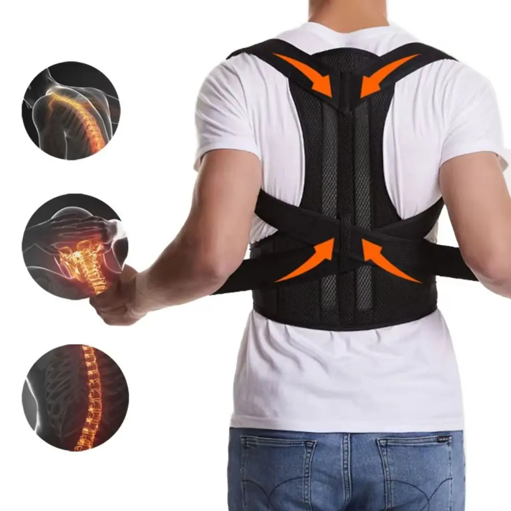 

Adjustable Straps Posture Corrector Black Breathable Back Posture Brace Lumbar Support Reinforced Belt Back Trainer