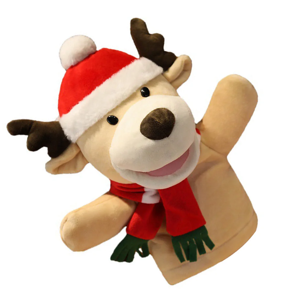 Animal Santa Hand Puppet Deerlet Toy Mini Finger Delicate Lovely Christmas Toys Claus Plush Plaything Child