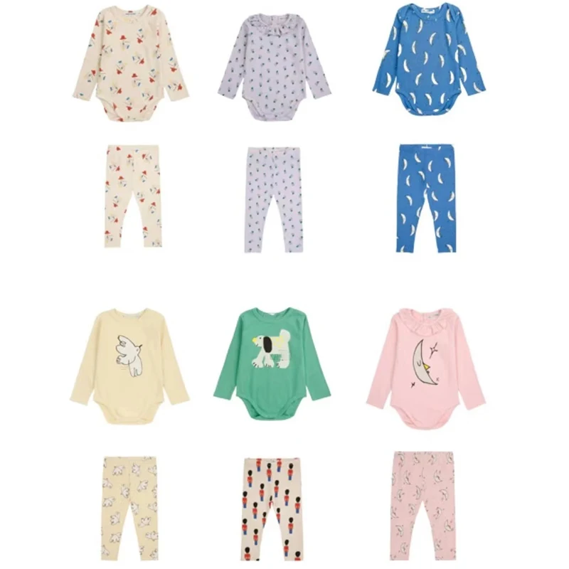 

aw24 baby boys girls cute print long sleeve bodysuits and pant clothing set infant toddler newborn fashion jumpsuits rompers