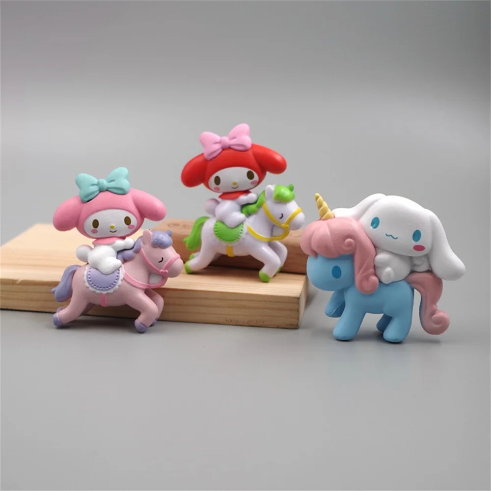 Sanrio Cinnamoroll Anime Figures My Melody Action Figure Cartoon Unicorn Doll Ornament DIY Cake Decorative Toys for Kids Gifts