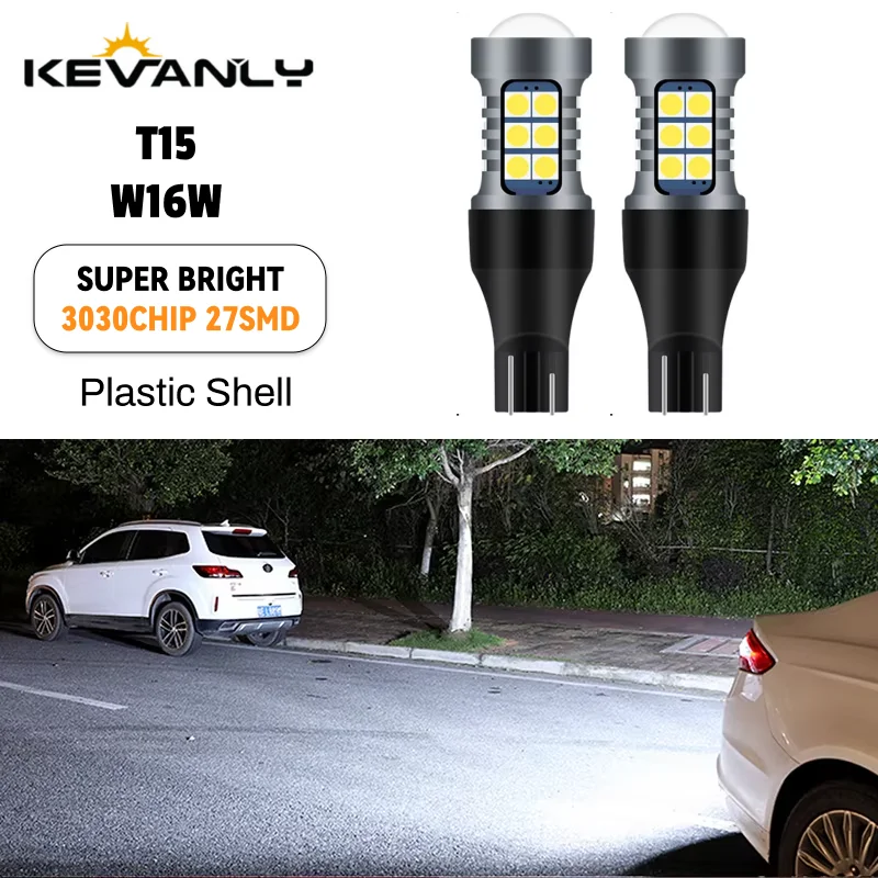 2 pçs t15 w16w constante no flash 3 vezes canbus mini lente escudo de plástico 3030 chips 27smd led lâmpada traseira backup luzes invertendo do carro
