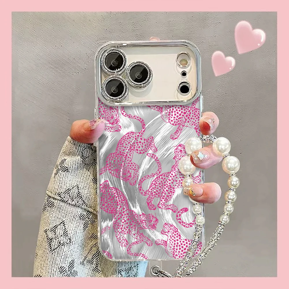Luxuriöse Leopardenmuster-INS-Hüllen für iPhone 15 16 17 14 Pro Max Plus, iPhone 13 12 11 7 8 XS XR, mit plattierter Linsenschutzfolie. – Detail 8
