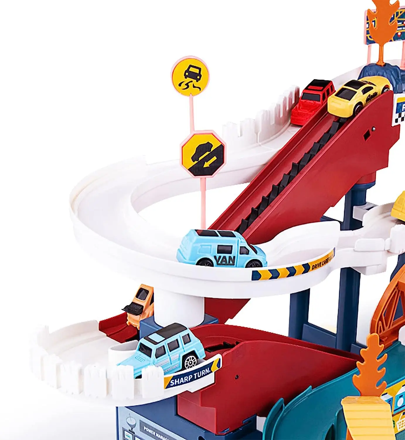 Toy Car Ramp Track Dinosaur Climbing Hills Railcar Vehicles Construction Play Set with Racer Cars Track for Preschool Gifts