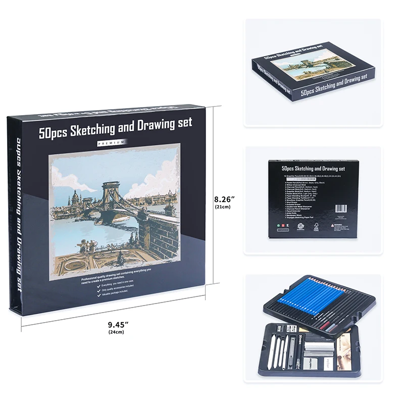 50 шт., набор деревянных карандашей для рисования