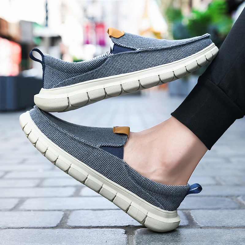 

Men Casual Canvas Slip On Shoes, Flat Lazy Footwear, Fashion Walking Skate Sneakers, Breathable Anti-slip Daily Shoes
