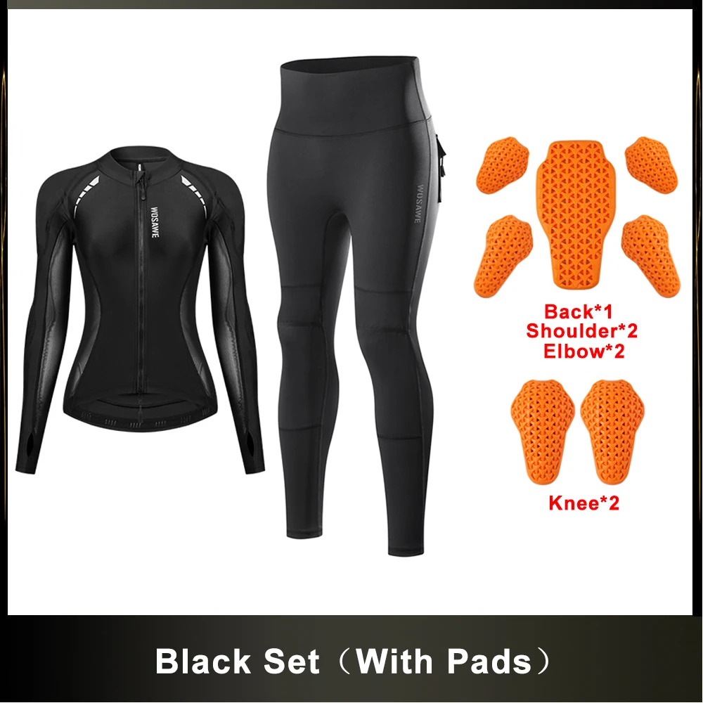 WOSAWE Dames motorjas Lady Full Body Armor Set CE-gecertificeerd Zomerrijveiligheidsjas Broek Ingebouwde beschermende pads