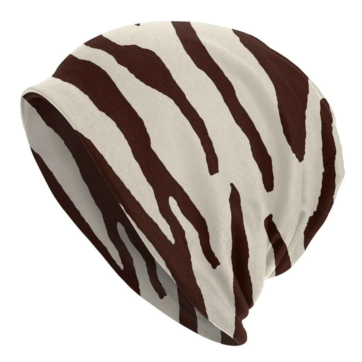 Brown Zebra Animal Pattern Cap Vintage Autumn Winter Ski Skullies Beanies Hats Spring Warm Dual-use Bonnet Knitted Hat