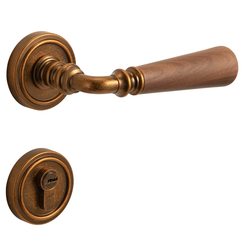 

Walnut modern mechanical door lock, European-style room magnetic suction mute, universal handle lock