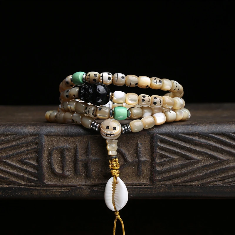 Fishbone A-Dai 108-Bead Multi-Loop Bracelet With Shitadalin Accessories