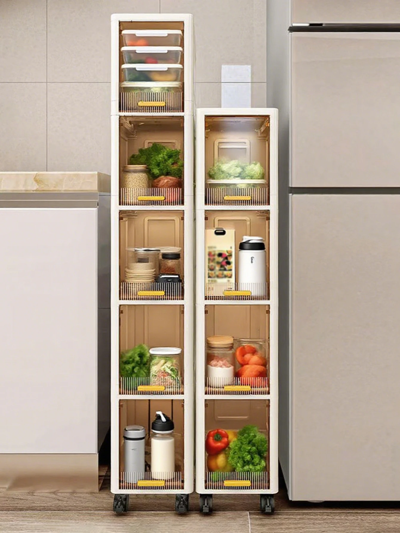 

3-слойный напольный шкаф большой емкости для хранения вещей, подходящий для кухни, гардероба, гостиной и ванной комнаты.