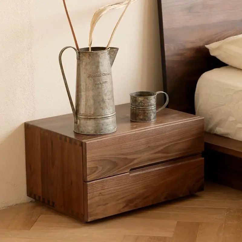 Bedroom solid wood bedside table modern multi-storey  table  storage cabinet online celebrity locker retro