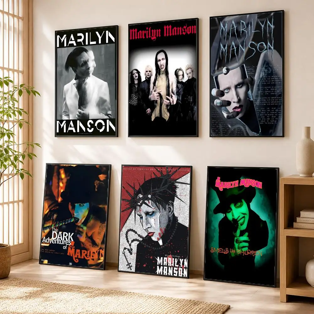 Siunger M-Marilyn Manson Poster Modern Home Living Bedroom Bar Hallway Waterproof Wall Art Aesthetic Decor