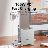 Blueendless SSD Docking for 2024 MAC Mini M4/M4 Pro Stand with M.2 NVMe SSD Enclosure 4K/60HZ HDMI-Com SD4.0 TF4.0 10Gbps C HUB 3