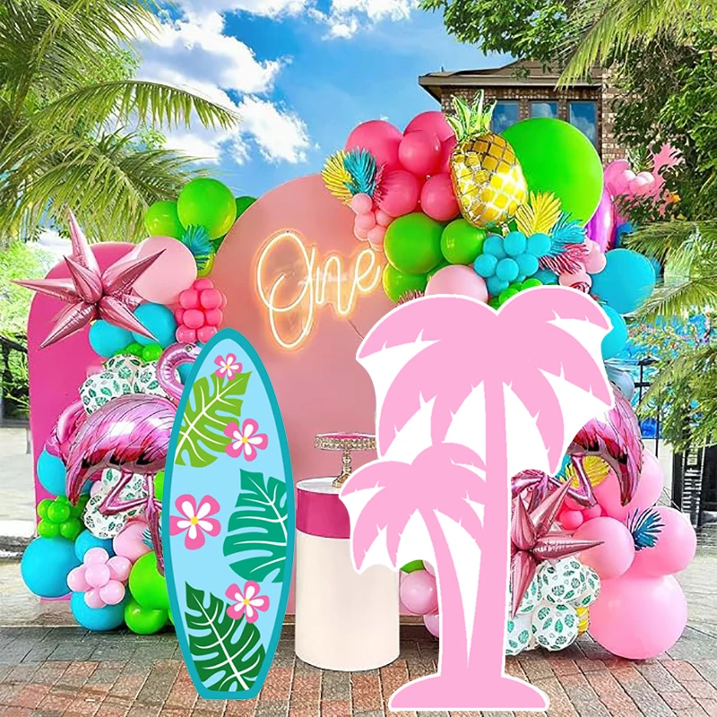 Summer Tropical Party Foam Board Coconut Tree Surfingboard KT Baord Party DIY Decor for Baby Shower Girl Birthday Backdrop Decor