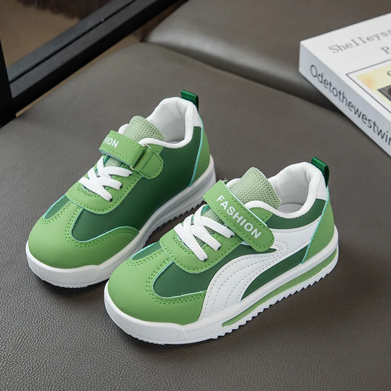 New Summer Boys Girls Soft-Soled Sports Shoes Children PU Leather Breathable Running Sneakers Kids Student White Casual Shoes